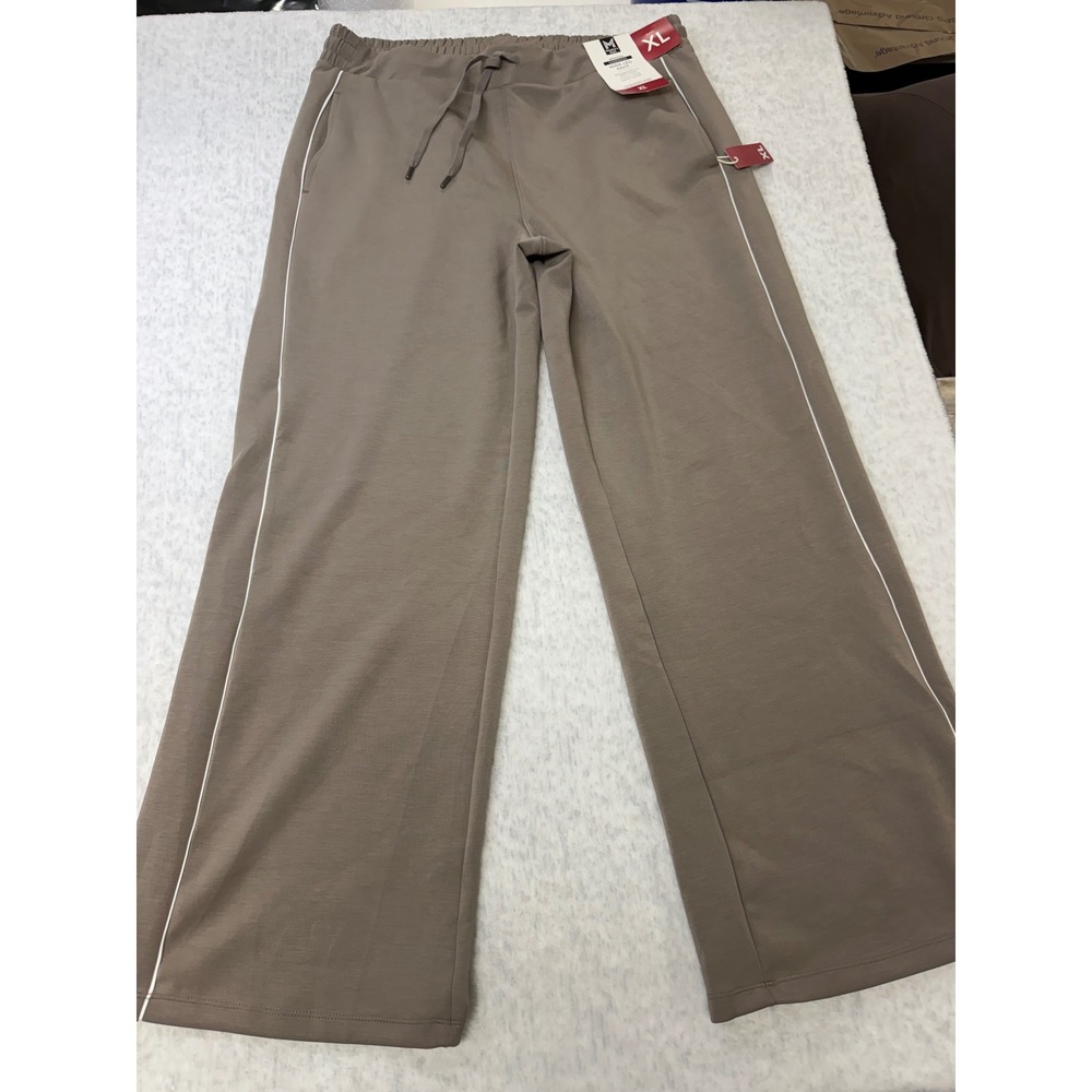 Member's Mark Womens Sandwash Wide Leg Pant Brown XL NWT Side Piping Drawstring